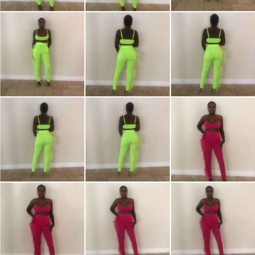 Feather pants set